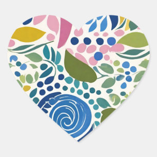 Painted, fun flirty floral heart sticker