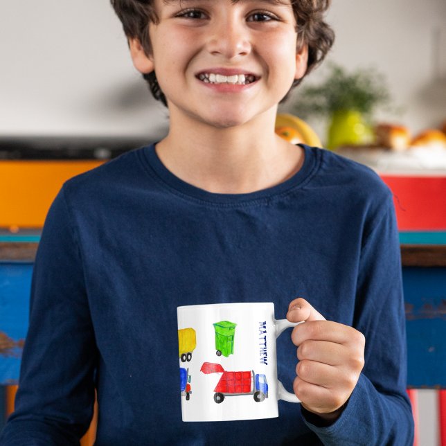 Painted Garbage Trucks Boys Personalised Coffee Mug (Creator Uploaded)