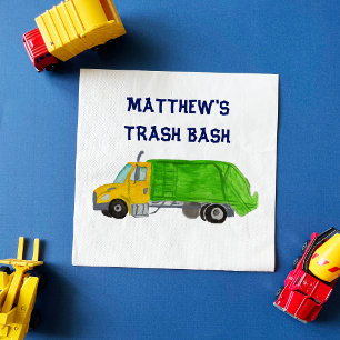 Painted Garbage Trucks Boys Personalised Napkin