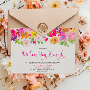Painted garden spring floral mother's day brunch invitation