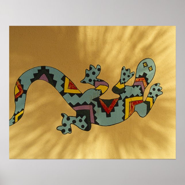 Painted gecko lizard on wall, Tucson, Arizona, Poster (Front)