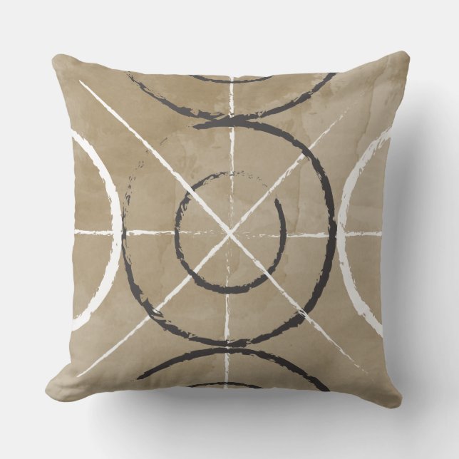 Painted Geometric Circle Print Cushion (Front)