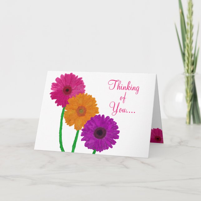 Painted Gerbera Daisies Card (Front)