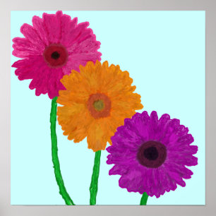 Painted Gerbera Daisies Poster