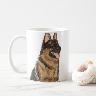 Painted German Shepard Portrait Poster Coffee Mug