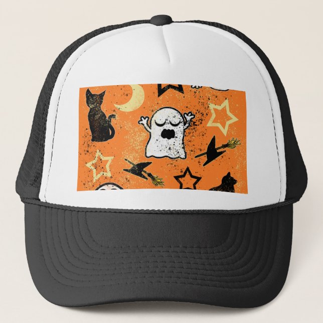 Painted Ghosts and Cats Trucker Hat (Front)