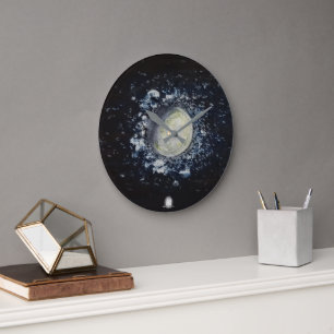Painted Gibbous Moon Large Clock