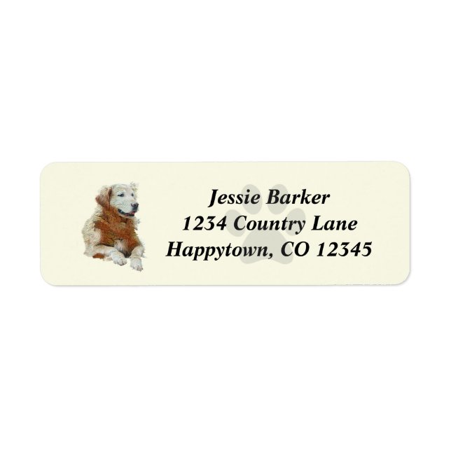Painted Golden Retriever Return Address Label (Front)