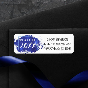Painted Grad   Blue Paint Splatter Return Address Return Address Label