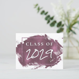 Painted Grad   Mauve Pink Splash Smudge Graduation Invitation Postcard