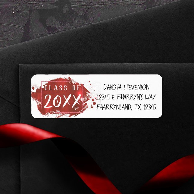 Painted Grad | Red Graduation Return Address Label (Creator Uploaded)
