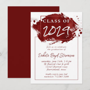 Painted Grad   Red Splatter Brushstroke Party Invitation