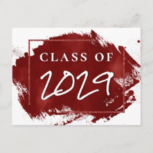 Painted Grad   Red Splatter Brushstroke Party Invitation Postcard