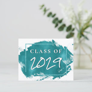 Painted Grad   Teal Splatter Brushstroke Party Invitation Postcard