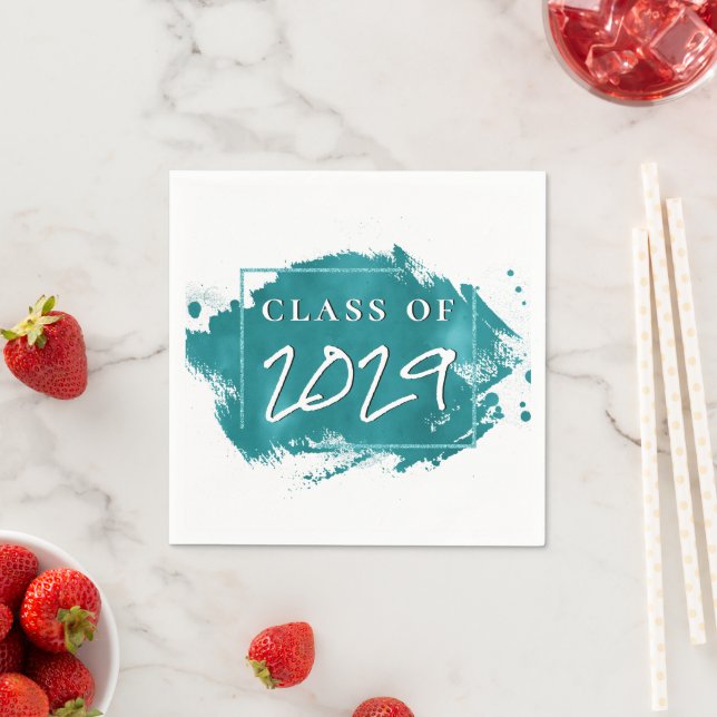 Painted Grad | Teal Splatter Brushstroke Party Napkin (Insitu)