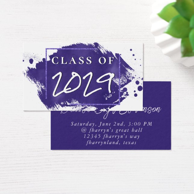 Painted Grad | Violet Graduation Announcement (Desk)