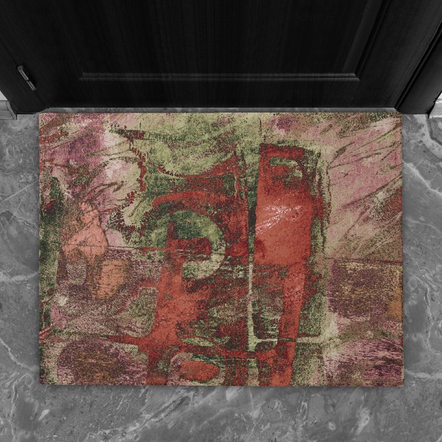 Painted Graffiti Grunge Autumn Red Green Rust Doormat (Creator Uploaded)