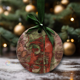 Painted Graffiti Grunge Autumn Red Green Rust Pink Ceramic Ornament