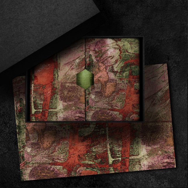 Painted Graffiti Grunge Autumn Red Green Rust Tissue Paper (Creator Uploaded)