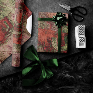 Painted Graffiti Grunge Autumn Red Green Rust Wrapping Paper