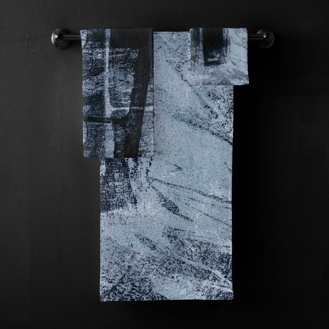 Painted Graffiti Grunge | Dark Navy and Denim Blue Bath Towel Set (Creator Uploaded)