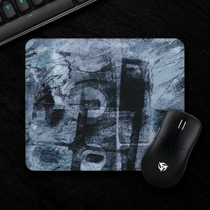 Painted Graffiti Grunge   Dark Navy and Denim Blue Mouse Pad