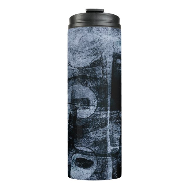 Painted Graffiti Grunge | Dark Navy and Denim Blue Thermal Tumbler (Front)