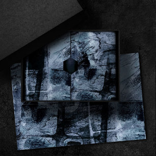 Painted Graffiti Grunge Dark Navy and Denim Blue Tissue Paper