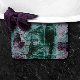 Painted Graffiti Grunge   Moody Plum Purple Green Bath Mat