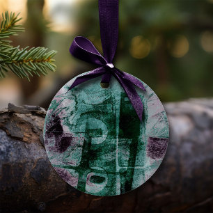 Painted Graffiti Grunge   Moody Plum Purple Green Ceramic Ornament