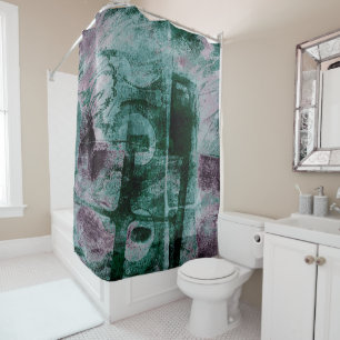 Painted Graffiti Grunge   Moody Plum Purple Green Shower Curtain