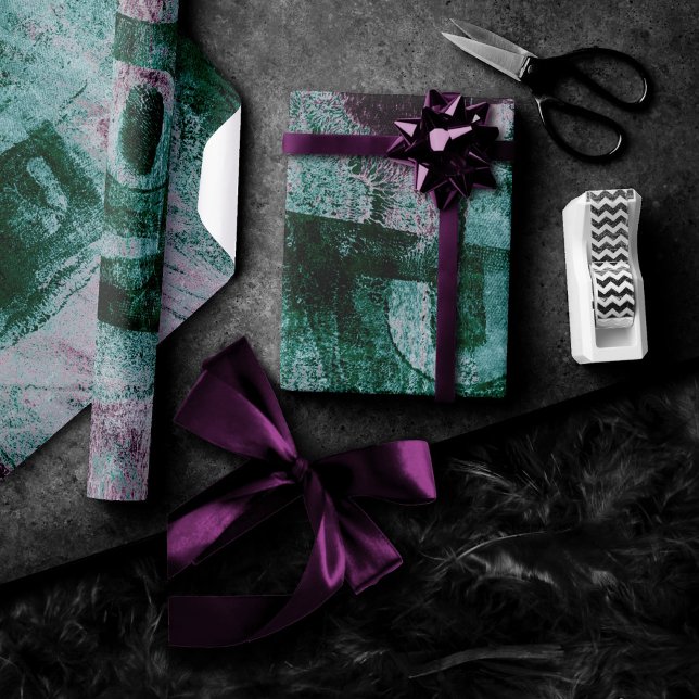 Painted Graffiti Grunge | Moody Plum Purple Green Wrapping Paper (Creator Uploaded)