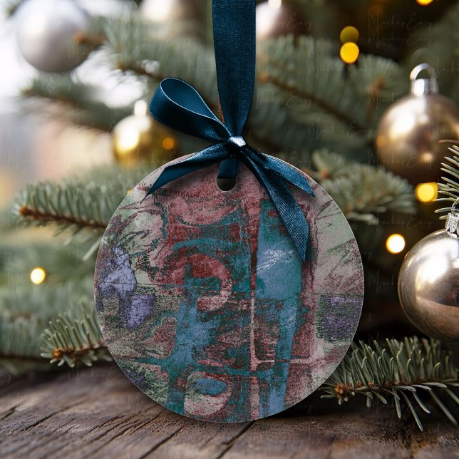 Painted Graffiti Grunge | Rust Red Blue Taupe Ceramic Ornament (Creator Uploaded)