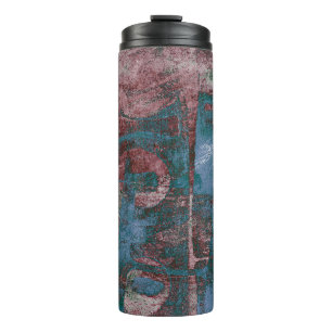 Painted Graffiti Grunge   Rust Red Blue Taupe Thermal Tumbler