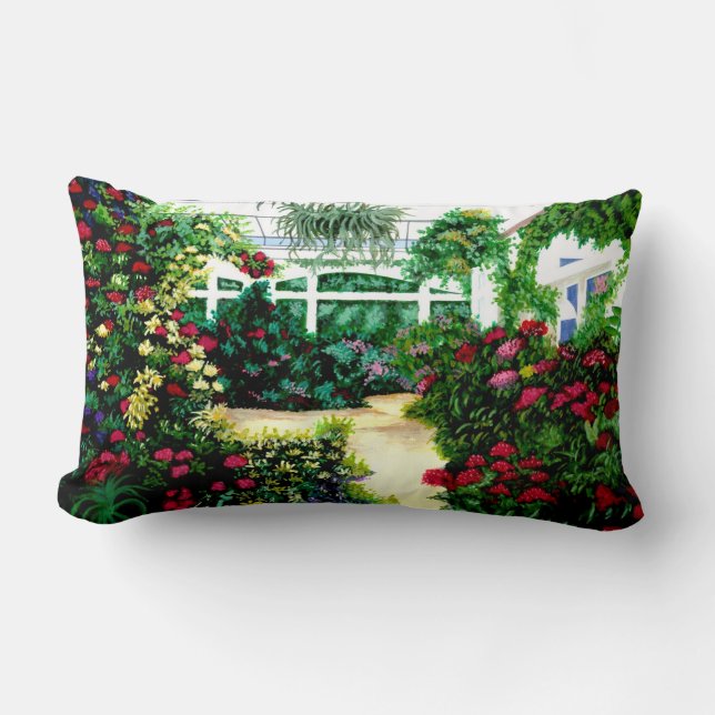 Painted Greenhouse Lumbar Pillow (Front)