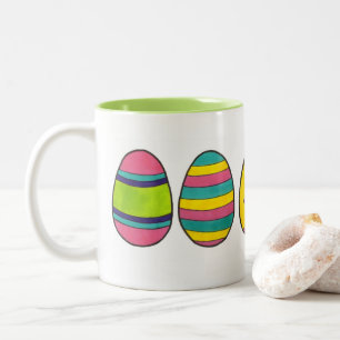 Painted Happy Easter Egg Hunt Eggs Springtime Two-Tone Coffee Mug