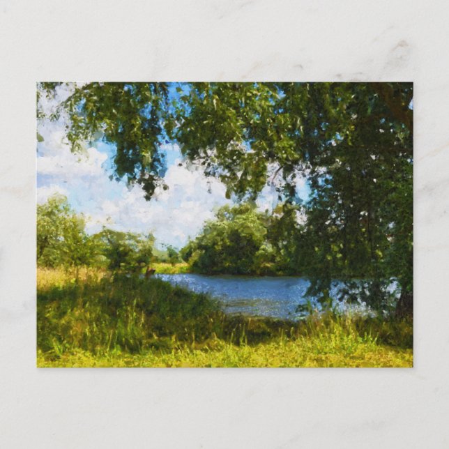 Painted Havel river landscape in Havelland region Postcard (Front)
