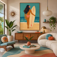 Painted Hawaiian Beach surfer girl
