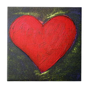 Painted Heart Ceramic Tile