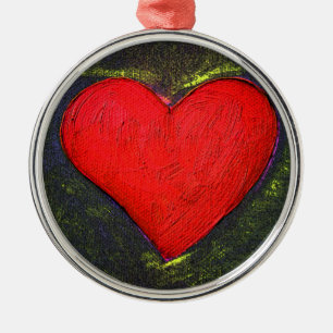 Painted Heart Metal Ornament