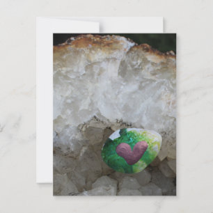 Painted heart rock postcard
