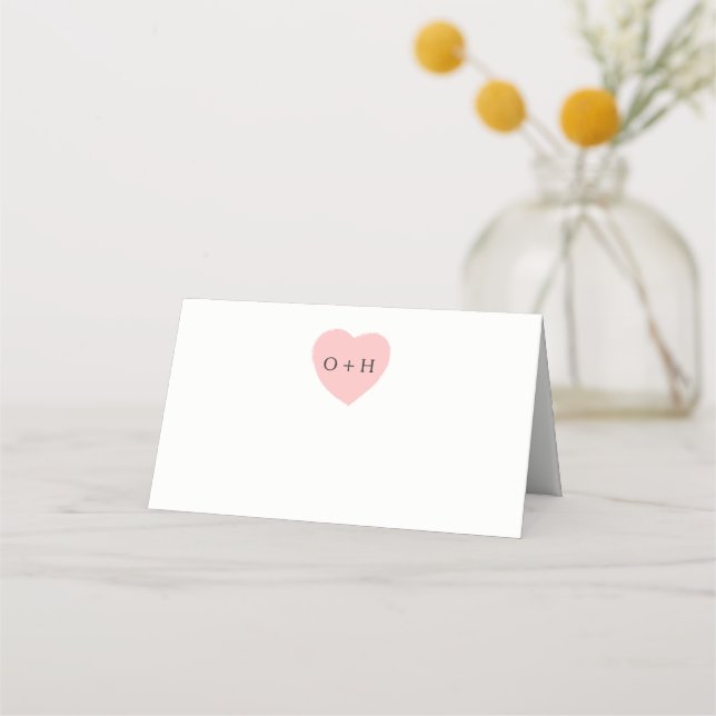 Painted Heart Wedding Folded Place Cards (Front)