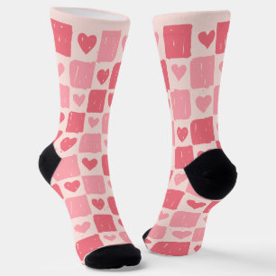 Painted Hearts Love Pattern Crew Socks