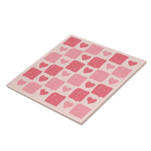 Painted Hearts Love Pattern Decorative Ceramic Tile