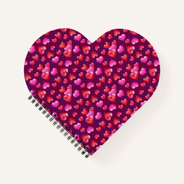 Painted Hearts on Polka Dotted Purple | Valentine Notebook (Front)