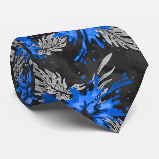 Painted Hibiscus Hawaiian Floral Two-sided Printed Tie (Rolled)