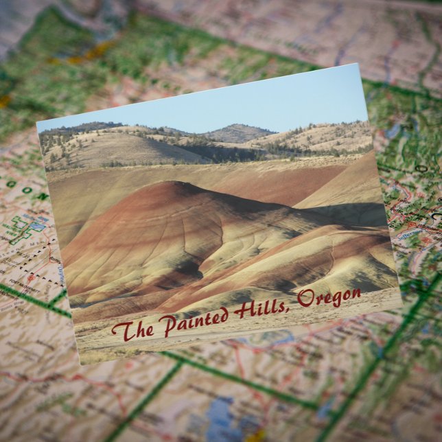 Painted Hills, Oregon Travel Photo Postcard (In Situ Map)