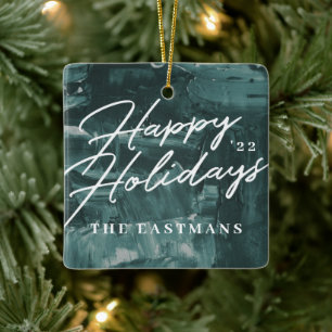 Painted Holiday Christmas Holiday Ornament - Teal