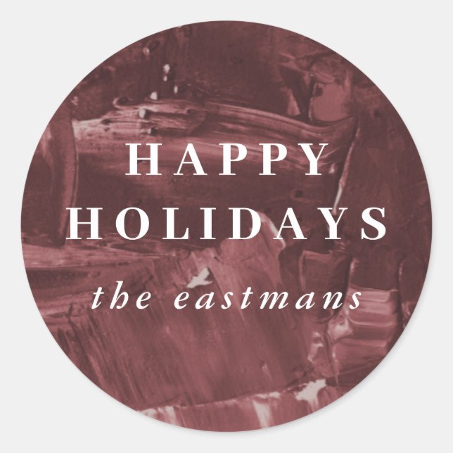 Painted Holiday Envelope Seal Sticker - Red (Front)