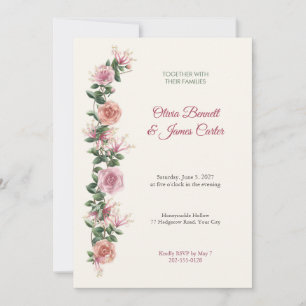 Painted Honeysuckle Climbing Rose Wedding Invite